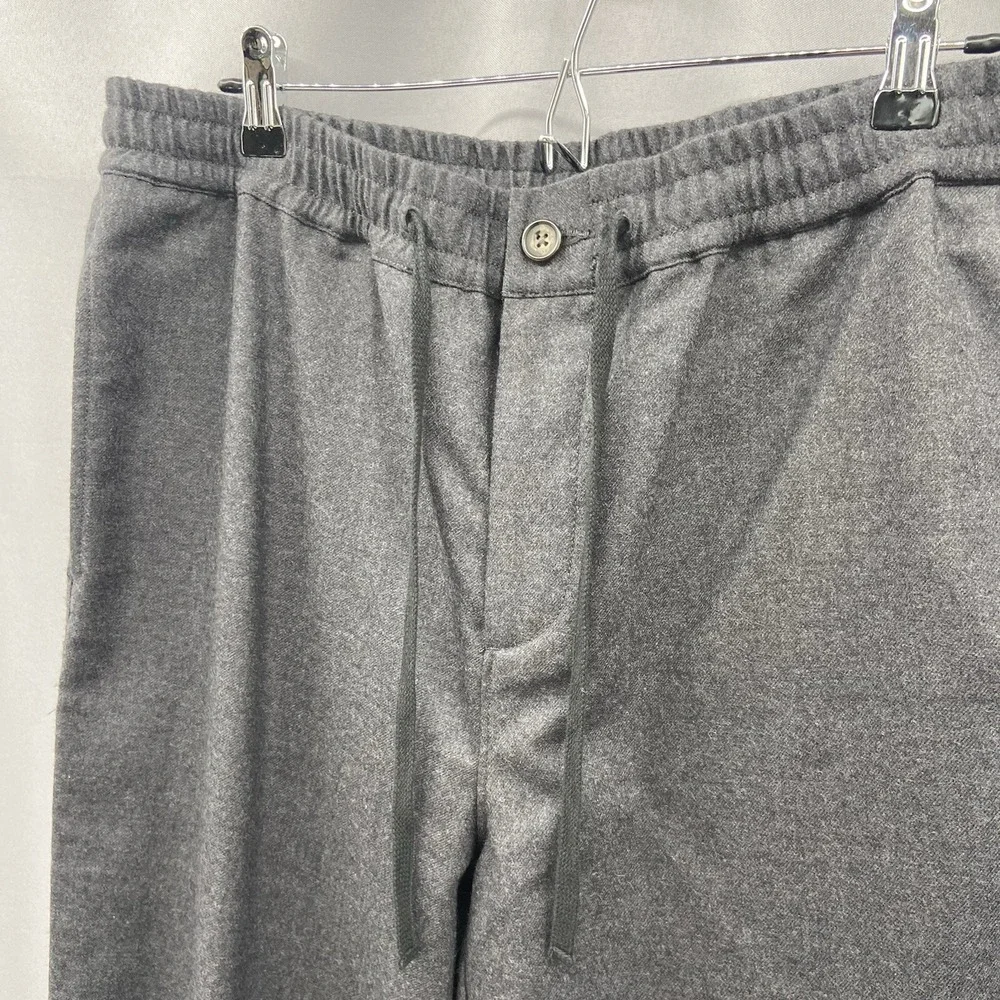 J.Crew Men's Charcoal Gray Elastic Drawstring Waist Wool Pants Size 34 X 30.5